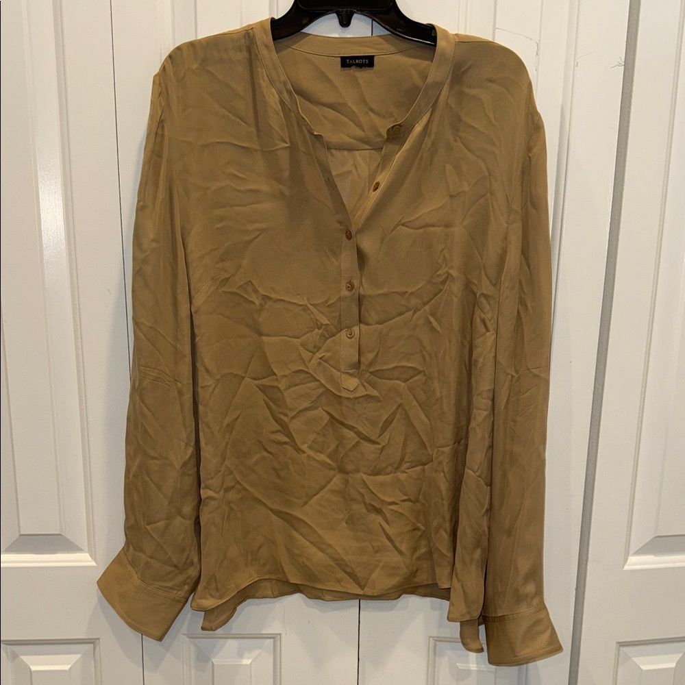Talbots Light Brown V-Neck Blouse